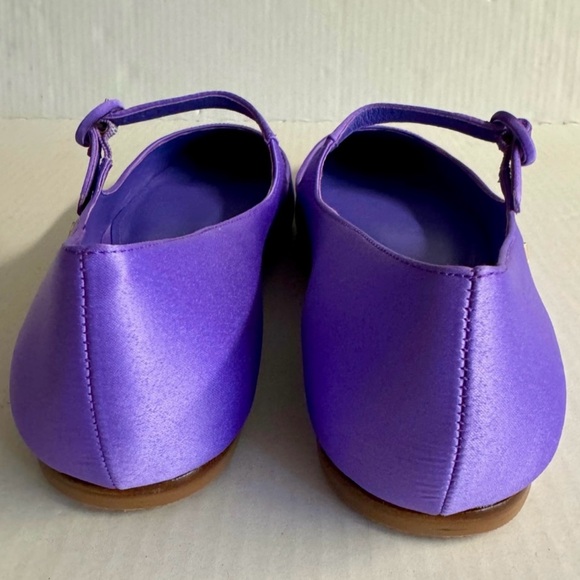 Larroude’ Purple satin Blair Mary Jane battle flats with adjustable buckle.9.5 - Picture 3 of 14